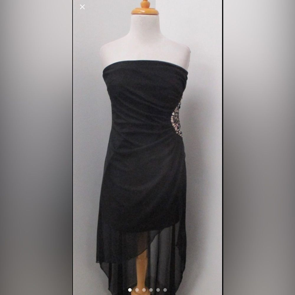 TEEZE ME Black Midi Strapless Dress WITH Bling NWT Size 7